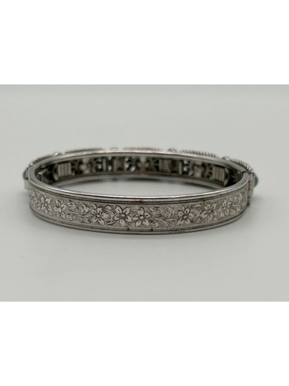 SHP Faux Turquoise Panel Link Bracelet Southwestern Silver-tone Costume Jewelry - Picture 4 of 13